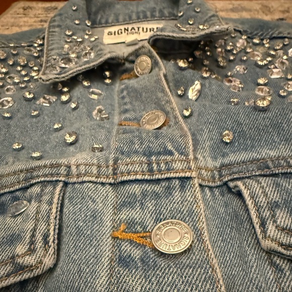 ✨ Rhinestone Studded Denim Jacket Western Glam Y2K Festival Small - Picture 5 of 7